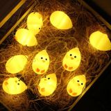 Schattige gele kip Type 1.5m 10 LEDs batterij decoratieve Lamp Pasen vakantie huishoudelijke partij decoratieve licht (Warm wit)