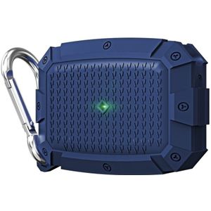 Voor AirPods Pro Shield Armor Waterproof Wireless Earphone Protective Case met Karabijn (Blauw)