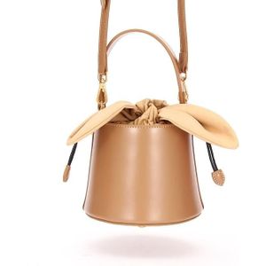 L9009 Bucket Bag Bow Knot Shoulder Messenger Lady Bag (Melk Thee Kleur)