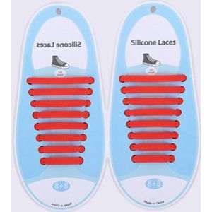 16 STKS/set Running no stropdas schoenveters Fashion Unisex atletische elastische siliconen schoenveters (rood)