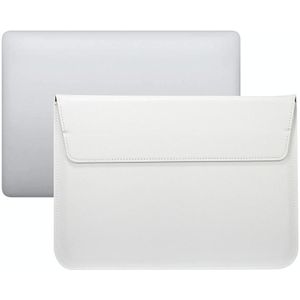 PU-leer Ultra-dunne envelope bag laptoptas voor MacBook Air / Pro 15 inch  met standfunctie(wit)