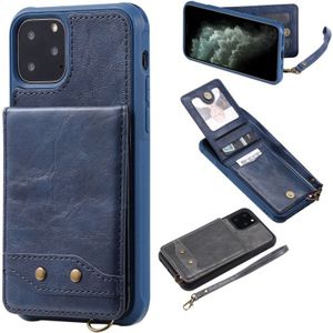 Voor iPhone 11 Pro Vertical Flip Shockproof Leather Protective Case met Short Rope  Support Card Slots & Bracket & Photo Holder & Wallet Function(Blue)