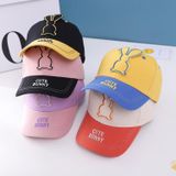C0477 Cartoon Long-Eared Rabbit Pattern Baby Baseball Hat Children Peaked Cap  Grootte: 50cm verstelbaar (Paarse Top Pink Brim)