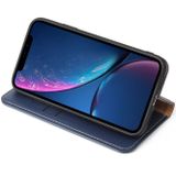 Dermis textuur PU horizontale Flip lederen case voor iPhone XR  met houder & kaartsleuven & portemonnee (blauw)