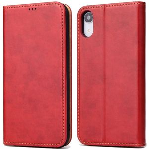 Horizontale Flip PU lederen case voor iPhone XR  met houder & kaartsleuven & portemonnee (rood)