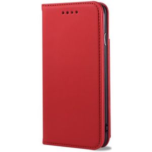 Voor iPhone SE(2020) / 8 / 7 Sterk Magnetisme Schokbestendig horizontaal flip vloeistofgevoel lederen hoes met Holder & Card Slots & Wallet(Rood)