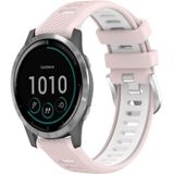 Voor Garmin Vivoactive4 22 mm sport tweekleurige stalen gesp siliconen horlogeband (roze + wit)