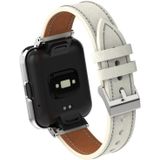 Voor Xiaomi Redmi Watch 2 lederen metalen behuizing gentegreerde horlogeband (warm wit + zilveren behuizing)