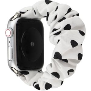 Voor Apple Watch Series 5 & 4 44mm / 3 & 2 & 1 42mm Doek + Roestvrijstalen haarring horlogeband (Witte Vlek)