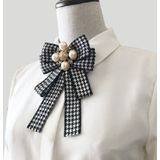 Vrouwen Houndstooth patroon Double-Layer Bow-Knot Bow tie kleding accessoires  stijl: stropdas riemen versie (zwart)