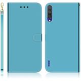 Voor Xiaomi Mi CC9e / A3 Gemiteerd spiegeloppervlak horizontale flip lederen koffer met houder & kaartsleuven & portemonnee & lanyard(blauw)