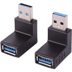 2 stks L-vormige USB 3 0 male naar Female 90 graden hoek plug verlengkabel Connector Converter adapter (zwart)
