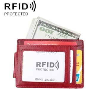 KB80 Antimagnetische RFID Crazy Horse textuur olie Wax lederen kaarthouder portemonnee Billfold voor mannen en vrouwen (rood)