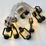 1.5 m 10LEDs Kerst lantaarn Festival decoratie retro kerosine lamp LED-tekenreeks (zwart)