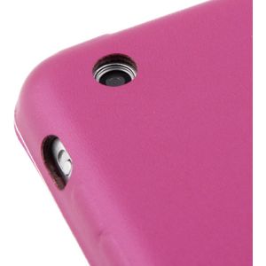 3-vouw Naturally Treated lederen Smart hoesje met slaap / wekker functie & houder voor iPad mini 1 / 2 / 3 (hard roze)