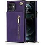 Cross-body rits vierkante TPU + PU achterkant case met houder & kaart slots & portemonnee & riem voor iPhone 11