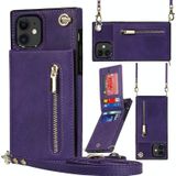 Cross-body rits vierkante TPU + PU achterkant case met houder & kaart slots & portemonnee & riem voor iPhone 11