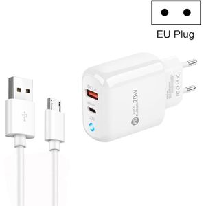 PD04 Type-C + USB-oplader voor mobiele telefoons met USB-naar-micro-USB-kabel  EU-stekker