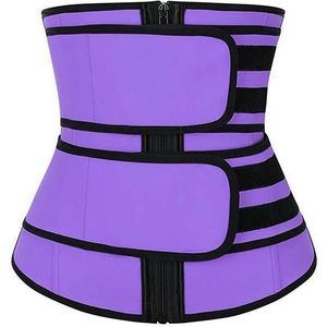 Dames Rubber Neopreen Body Sculpting Rits Dubbele Taille Riem Body Shaping Tailleband  Grootte: XXXL (Paars)