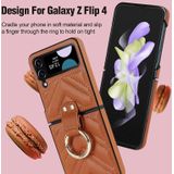 Voor Samsung Galaxy Z Flip4 V-vormige opvouwbare beschermende telefoonhoes met opvouwbare ring