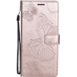 Voor Samsung Galaxy Note20 3D Butterflies Embossing Pattern Horizontale Flip Lederen Case met Holder & Card Slot & Wallet (Rose Gold)