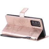 Voor Samsung Galaxy Note20 3D Butterflies Embossing Pattern Horizontale Flip Lederen Case met Holder & Card Slot & Wallet (Rose Gold)