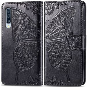 Butterfly Love bloemen relif horizontale Flip lederen case voor Galaxy A70  met houder & kaartsleuven & portemonnee & Lanyard (zwart)