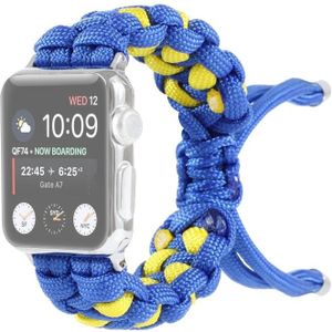 Gevlochten Umbrella Cord Watch Strap voor Apple Watch Series 6 & SE & 5 & 4 44mm / 3 & 2 & 1 42mm(Blauw)