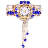 Dames Bracelet Watch Quartz Watch Personality Wild Watch with Diamonds Hanger(Blauw)