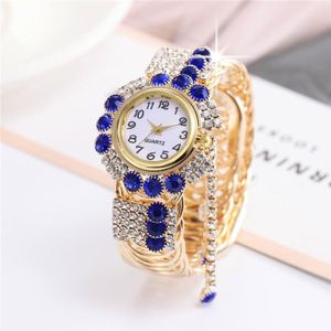 Dames Bracelet Watch Quartz Watch Personality Wild Watch with Diamonds Hanger(Blauw)