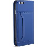 Voor iPhone 6 Plus / 6s Plus Sterk Magnetisme Schokbestendig horizontaal flip vloeistofgevoel gevoel lederen hoes met houder & kaartslots & portemonnee(blauw)