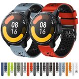 Voor Xiaomi MI Watch S1 Active 22 mm geperforeerde tweekleurige siliconen horlogeband (wit + blauw)