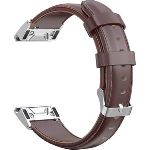 Voor Garmin Fenix 6X Oil Wax Kalfsleer Quick Release Strap(Bruin)