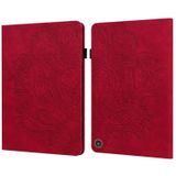 Voor Amazon Kindle Fire HD 8 2020 Peacock Embossed Pattern TPU + PU Horizontal Flip Leather Case met Holder & Card Slots & Wallet & Sleep / Wake-up Functie(Red)