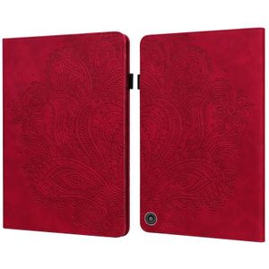 Voor Amazon Kindle Fire HD 8 2020 Peacock Embossed Pattern TPU + PU Horizontal Flip Leather Case met Holder & Card Slots & Wallet & Sleep / Wake-up Functie(Red)