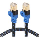 REXLIS CAT7-2 vergulde CAT7 vlakke Ethernet 10 Gigabit twee kleuren gevlochten LAN netwerkkabel voor Modem-Router-LAN-netwerk  met afgeschermde RJ45-Connectors  lengte: 15m