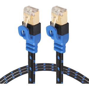 REXLIS CAT7-2 vergulde CAT7 vlakke Ethernet 10 Gigabit twee kleuren gevlochten LAN netwerkkabel voor Modem-Router-LAN-netwerk  met afgeschermde RJ45-Connectors  lengte: 15m