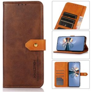Voor Kyocera Android One S9 Khazneh Dual-Color Cowhide Texture Flip Leather Phone Case (Brown)