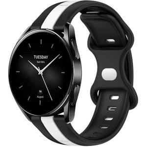 Voor Xiaomi Watch S2 46 mm 22 mm vlindergesp tweekleurige siliconen horlogeband (zwart + wit)