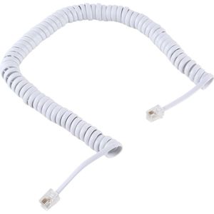 4 Core Man naar Male RJ11 Spring Style Telefoon Verlengsnoer Kabelkabel kabel  Stretch Lengte: 2m (Wit)