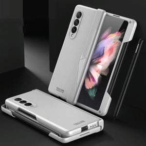 Voor Samsung Galaxy Z Fold3 5G GKK Magnetische scharnierende telefoon Flip Case met Side Pen Slot