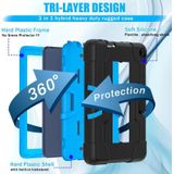 Voor Amazon Kindle Fire 7 2022 Contrast Kleur Kickstand Siliconen Hard PC Tablet Case (Zwart Blauw)