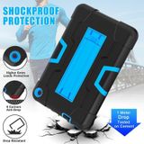 Voor Amazon Kindle Fire 7 2022 Contrast Kleur Kickstand Siliconen Hard PC Tablet Case (Zwart Blauw)