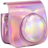 Aurora olieverf full body camera PU lederen case tas met riem voor FUJIFILM Instax Mini 9/Mini 8 PLUS/Mini 8 (Rose goud)