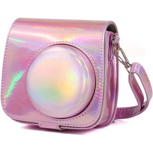 Aurora olieverf full body camera PU lederen case tas met riem voor FUJIFILM Instax Mini 9/Mini 8 PLUS/Mini 8 (Rose goud)