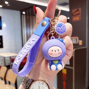 5 STUKS Cartoon Animal Fruit Zachte Rubber Doll Sleutelhanger Schooltas Hanger (Blueberry)