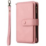 For Samsung Galaxy S9+ Skin Feel PU + TPU Horizontal Flip Leather Case with Holder & 15 Cards Slot & Wallet & Zipper Pocket & Lanyard(Pink)