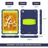 3-laags bescherming scherm frame + pc + siliconen schokbestendige combinatie geval met houder voor iPad mini 5 / 4 (marineblauw + lime)