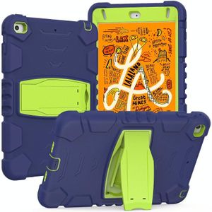 3-laags bescherming scherm frame + pc + siliconen schokbestendige combinatie geval met houder voor iPad mini 5 / 4 (marineblauw + lime)