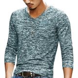Slim Streetwear V-neck T Shirt Casual Fitness Tops Pullover Shirt voor heren (zwart)